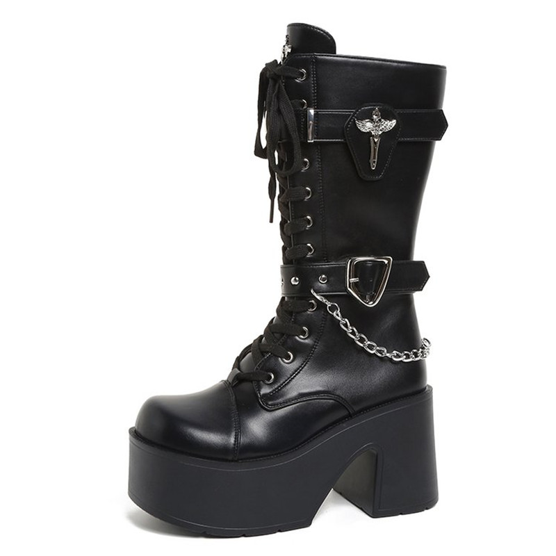 Motorcycle Chain - Stivali da donna a media altezza,